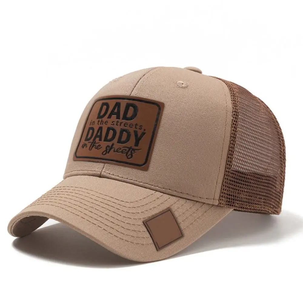 Sun Hat Lether Patch DAD Snapback Cap Casual Wear Adjustable DADDY Trucker Hat Mesh Vintge Retro Net Baseball Cap Outdoor Sports