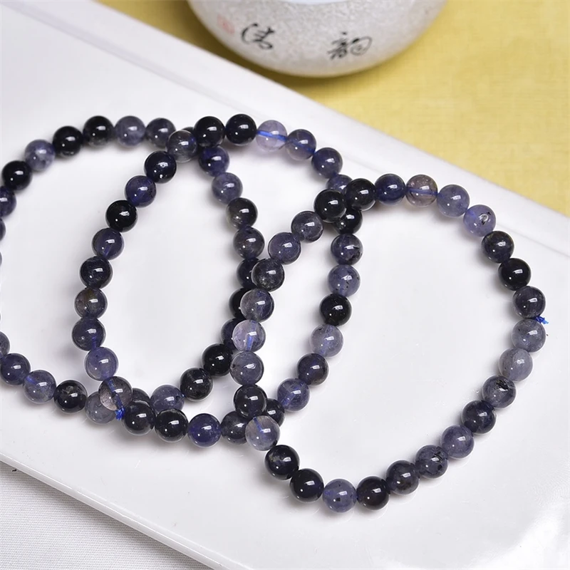 6MM Natural Iolite Bracelet Charms Handmade High Quality Crystal Healing Reiki Fashion Jewelry Gift 1PCS