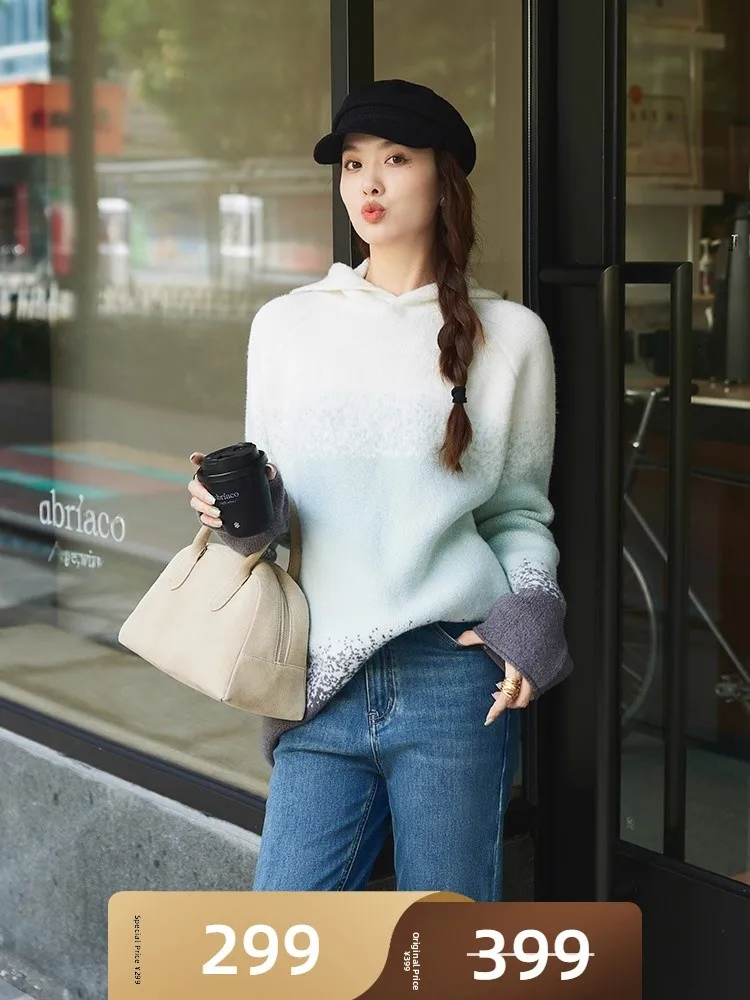 

MeiYang adient Color Sweater Sweet Sle Loose Fit Long Sve Hoodie Polyacrylnitril Fiber Autumn Winter Spring Faion