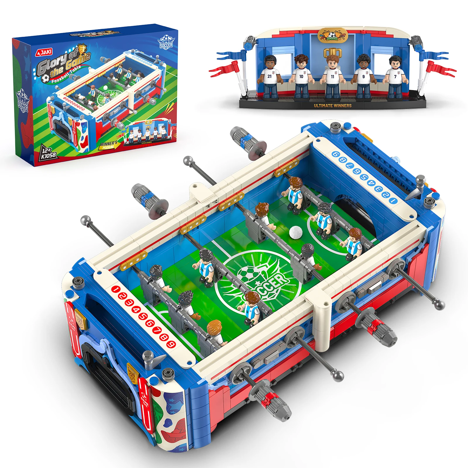 JAKI Foosball Table Building Blocks Interactive Soccer Game Brick Toy Mechanical Match Field Desktop Decor Gift