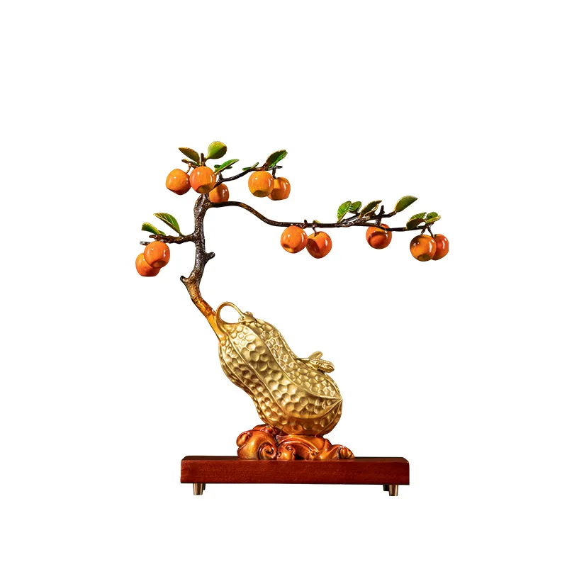 Lifetime Peace Peanut Persimmon Brass Ornament Peanut Persimmon Tree Color Copper Ornament Home Furnishing Porch Decoration