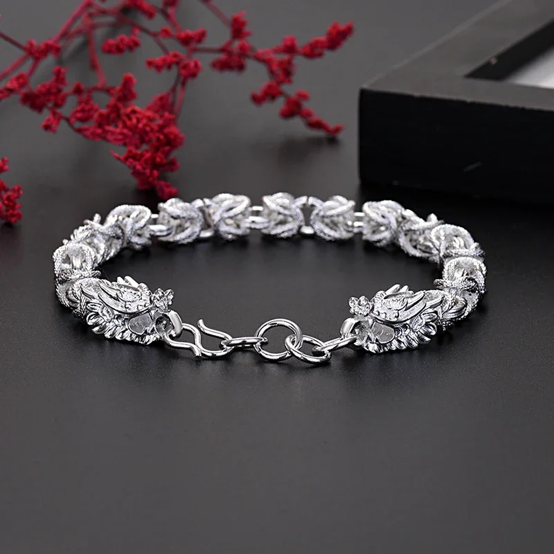 

Hot luxury designer 925 Sterling Silver dragon head bracelets for man women fashion jewelry wedding accessories party gifts