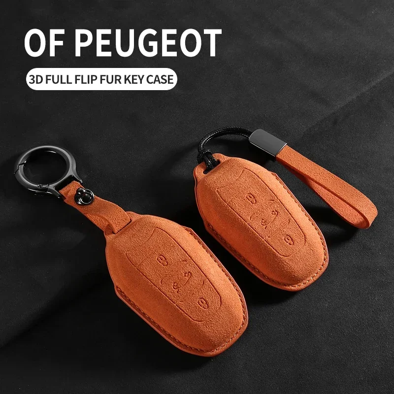 

Leather Car Key Case Cover For Peugeot 308 408 508 Citroen C4L C6 C3-XR Picasso DS3 DS4 DS5 Shell Keychain For Peugeot