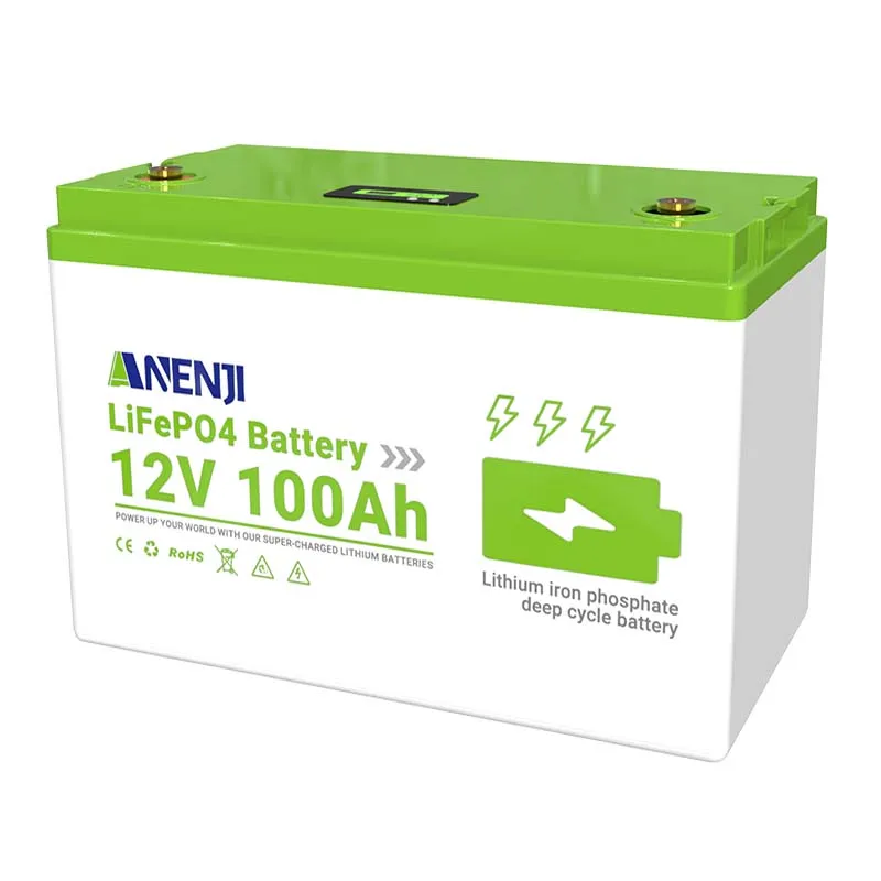 ANENJN baterai Lifepo4 12V, baterai surya 100AH paket baterai Lithium bawaan BMS 6000 siklus untuk penyimpanan energi rumah