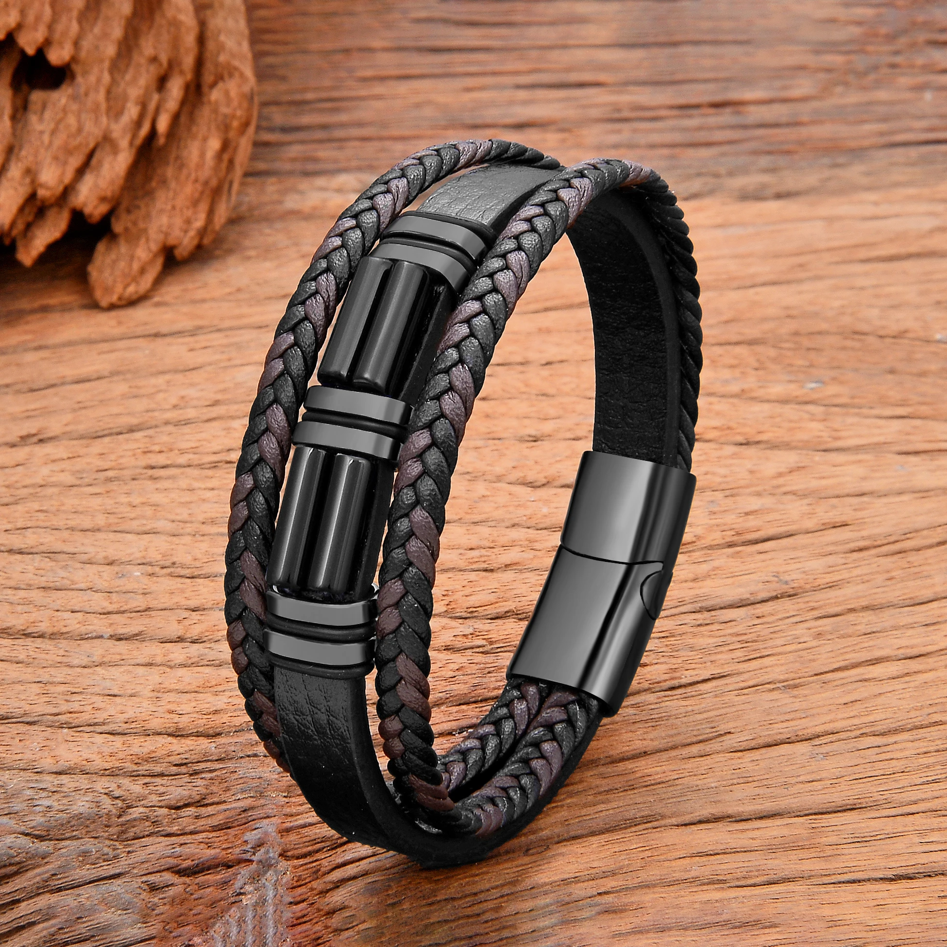 New in Natural Stone Men\'s Bracelet Stainless Steel Bracelets Woman 2023 Leather Boho Jewelry and Accessories Father\'s Day Gifts
