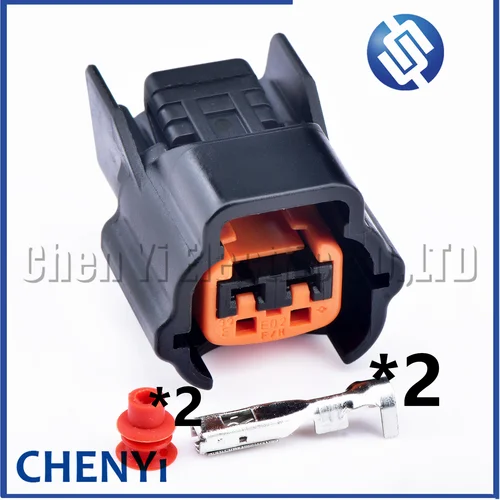 Conector de válvula solenoide con sensor de temperatura del agua automotriz de 2 pines enchufe de arnés de inyector de bocina E02F8 6098-0185 para Nissan Hyundai
