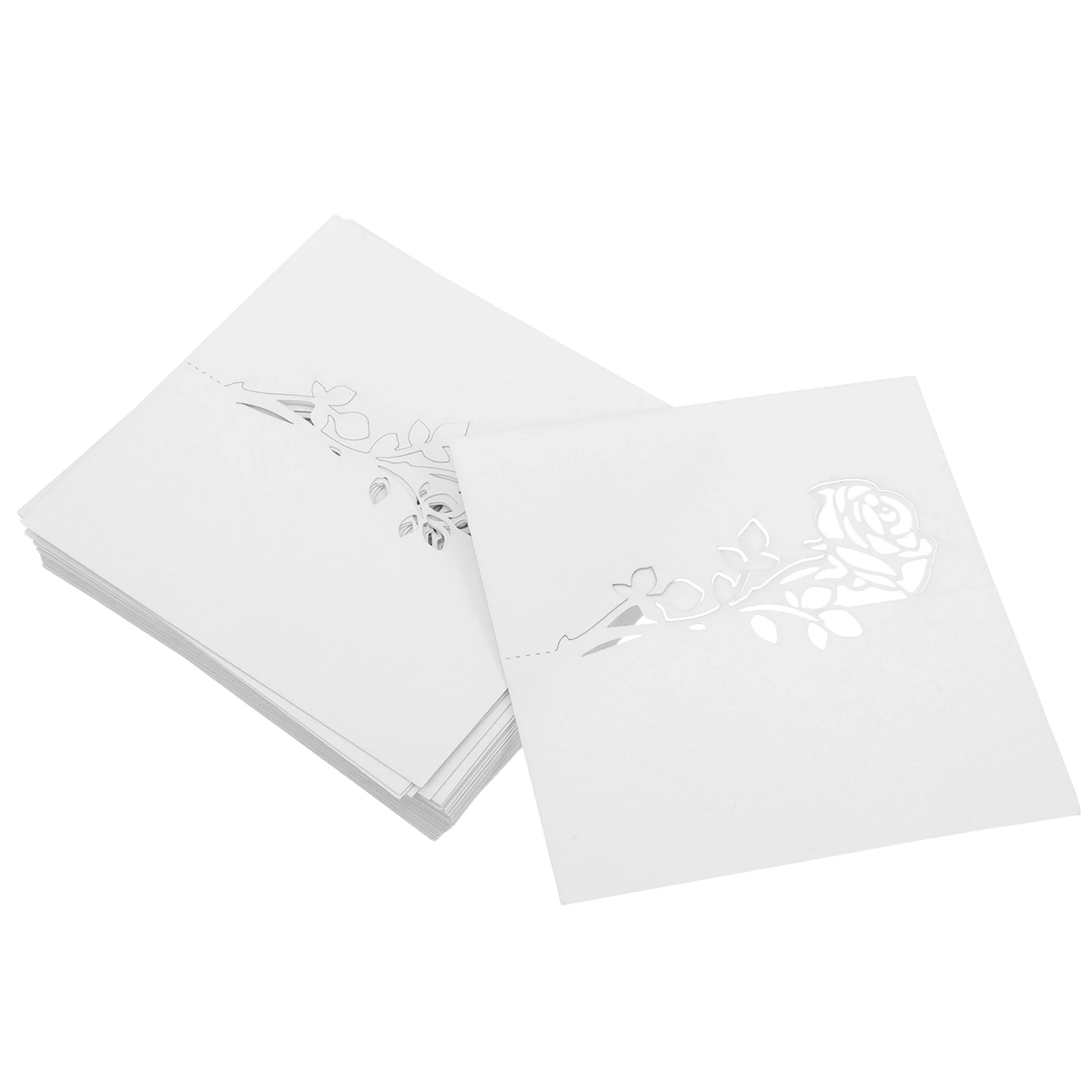 

50Pcs Rose Floral Wedding Table Place Cards Invitation Cards Romantic Printable Guest Name Tags for Wedding Seating Card