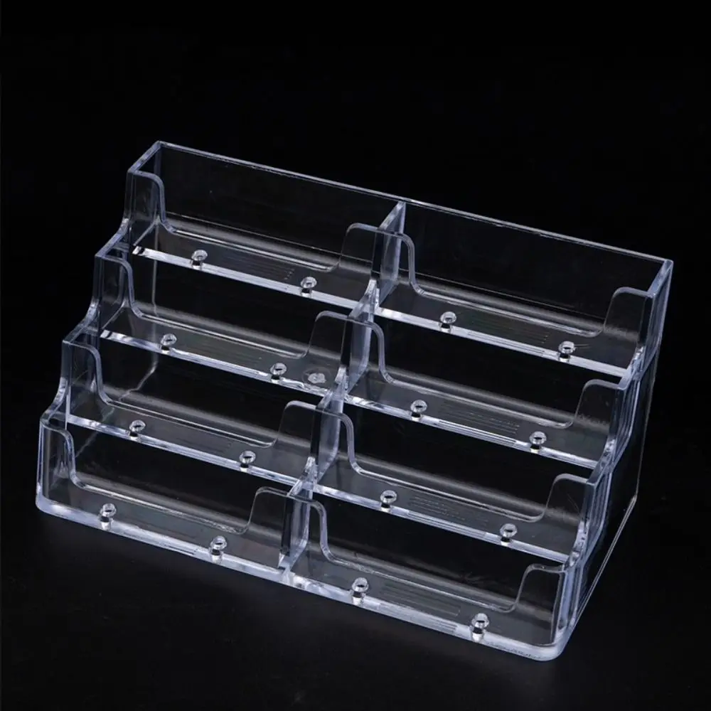 Transparent Business Card Box 4 Layers 8 Grids Name Card Display Stand Display Holder Plastic Business Card Storage Box