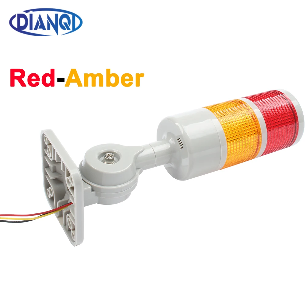 Lampu Peringatan Lampu Hias LED Amber Merah 2 Lapis untuk Mesin CNC DC24V 12V AC220V 110V Tipe Kedip Stabil