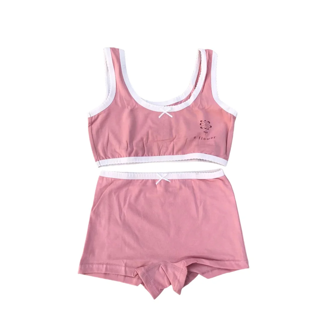 Mädchen-BH-Boxershorts-Set, niedliche Blumen-Erdbeer-Drucke, Teenager-Unterwäsche, Größe 130–160, große Mädchen-Unterwäsche, BH-Höschen-Set – Detail 28