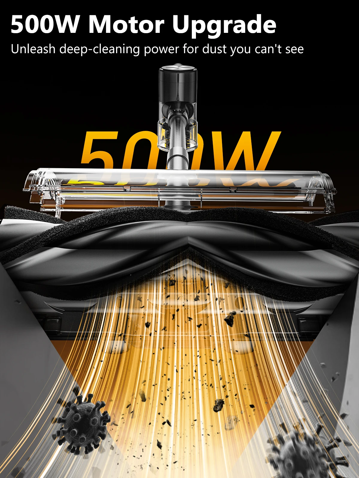 Aspiradora inalámbrica, aspiradora ligera de palo potente autónomo de 50Kpa/55min para el hogar, pelo de mascotas/suelo duro/alfombra