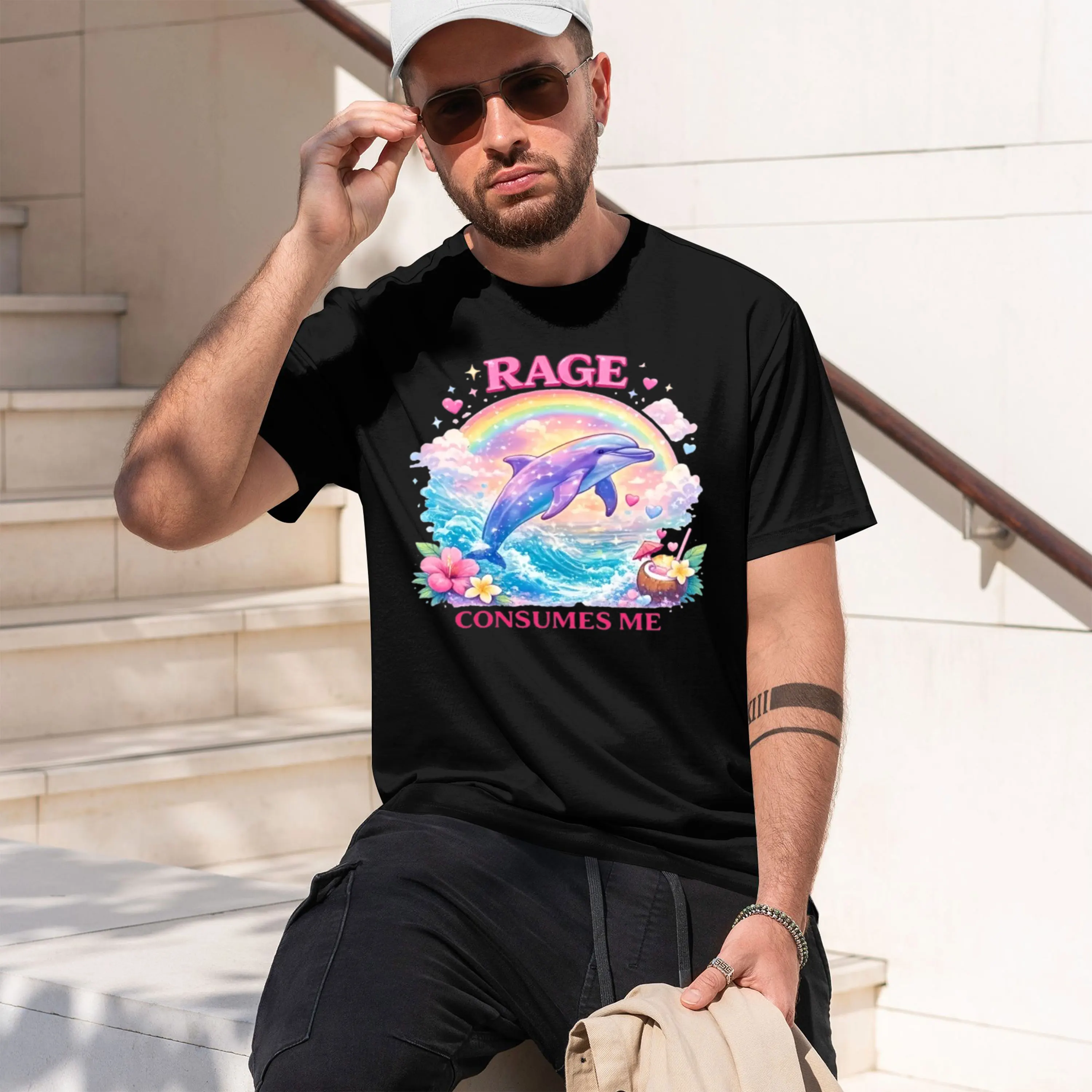 Rage Consumes Me lphin T Shirt Casual Round Ne Printed Short Sve T-shirt Mens Clothing Streetwear Y2k Clothes 2026 New Model Sho