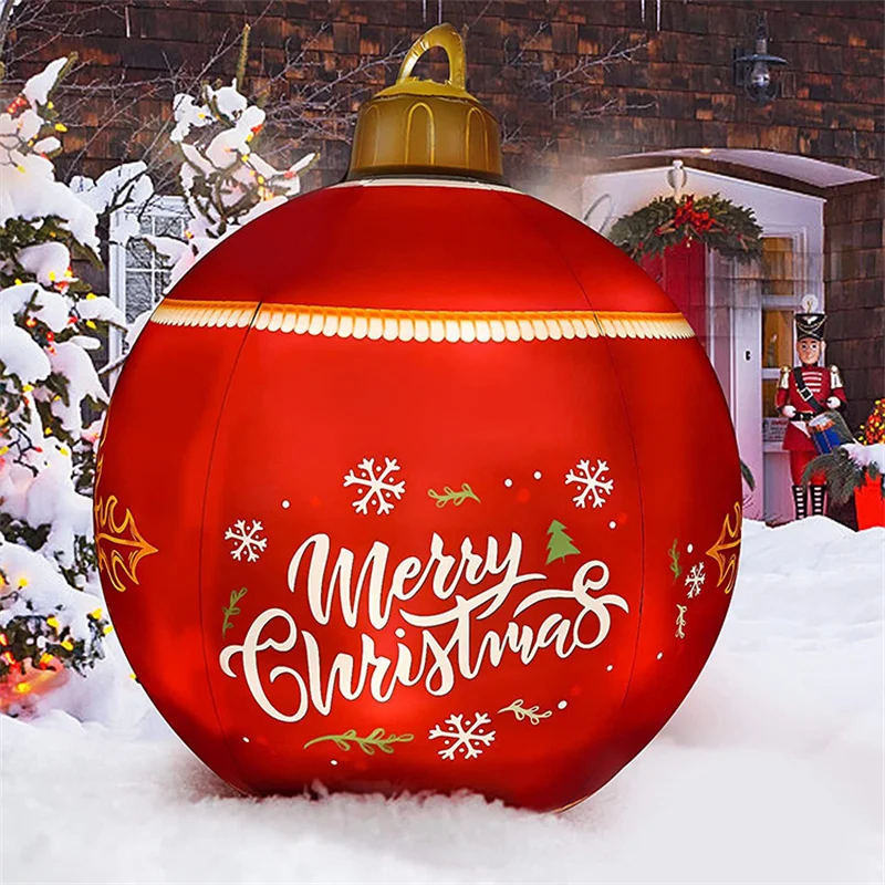 2024 60CM Outdoor Christmas Inflatable Decorated Ball Made PVC Giant Light Glow Large Balls Tree Decorations Outdoor Toy Ball