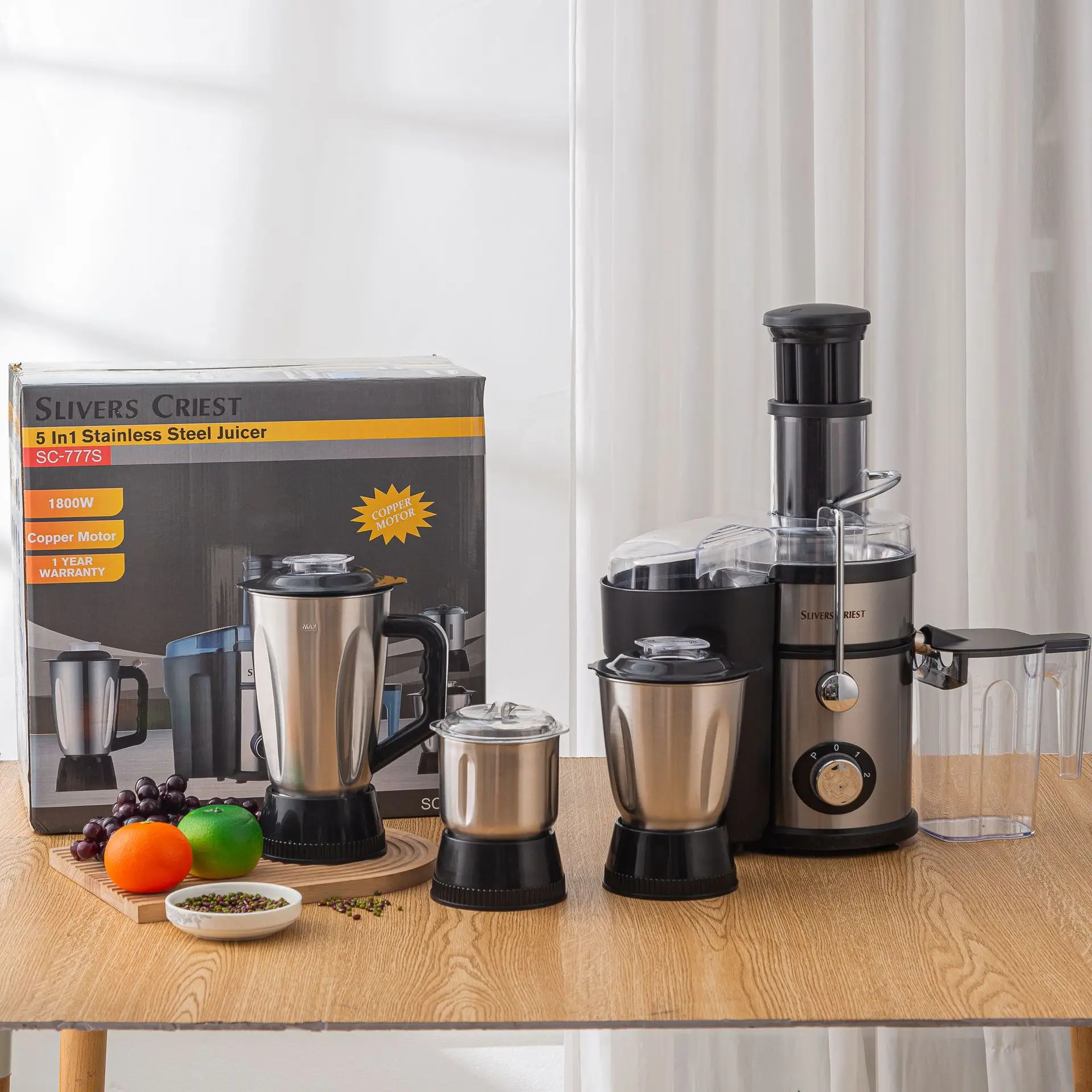 

Five-In-One Stainless Steel Wall-Breaking Machine Metal Grinding Powder Meat Supplement Juice 5in1 for Foreign Trade