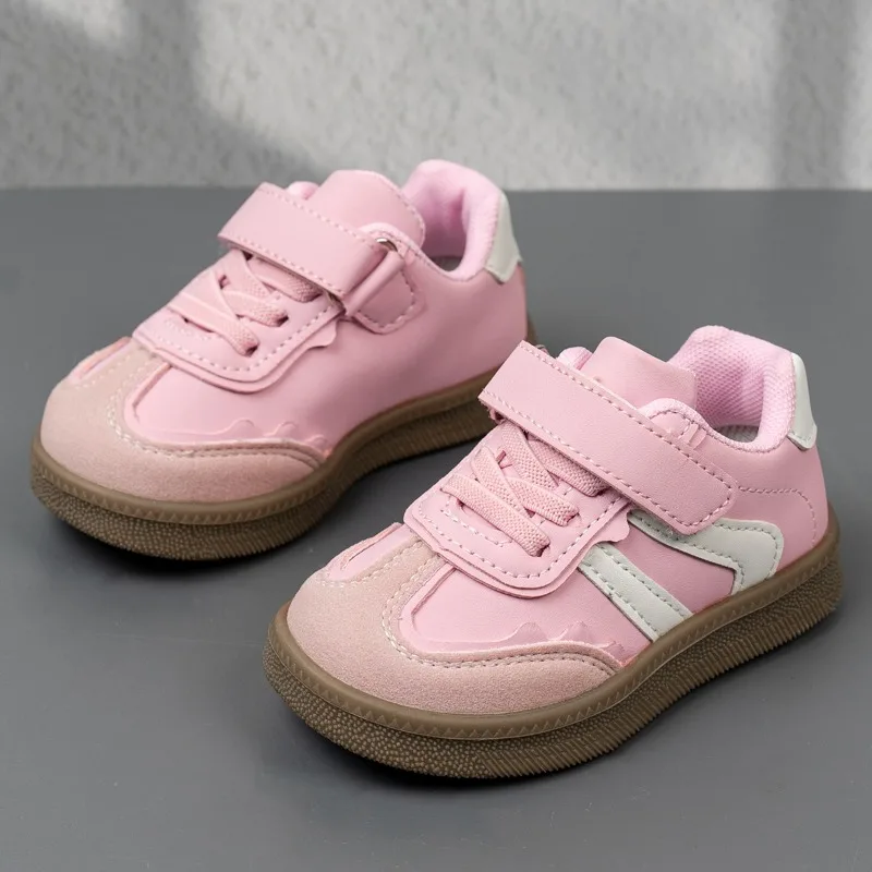 PU Leather Sport Shoes For Children Soft-soled Waterproof Girl's Sneakers Ergonomics Anti-slippery Toddler Shoes For Kids 21-30