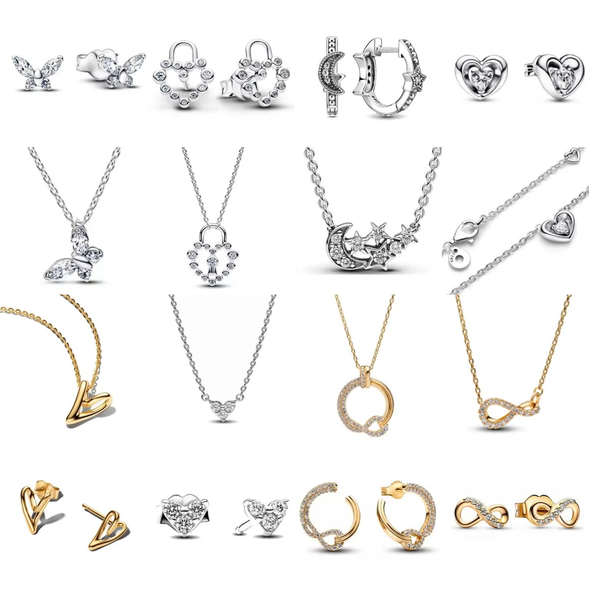 Conjunto de Joyería de Lujo para Mujer con Collar, Pendientes y Anillo de Plata S925 con Circonitas Brillantes, Símbolo de Amor Infinito, para el Día de San Valentín