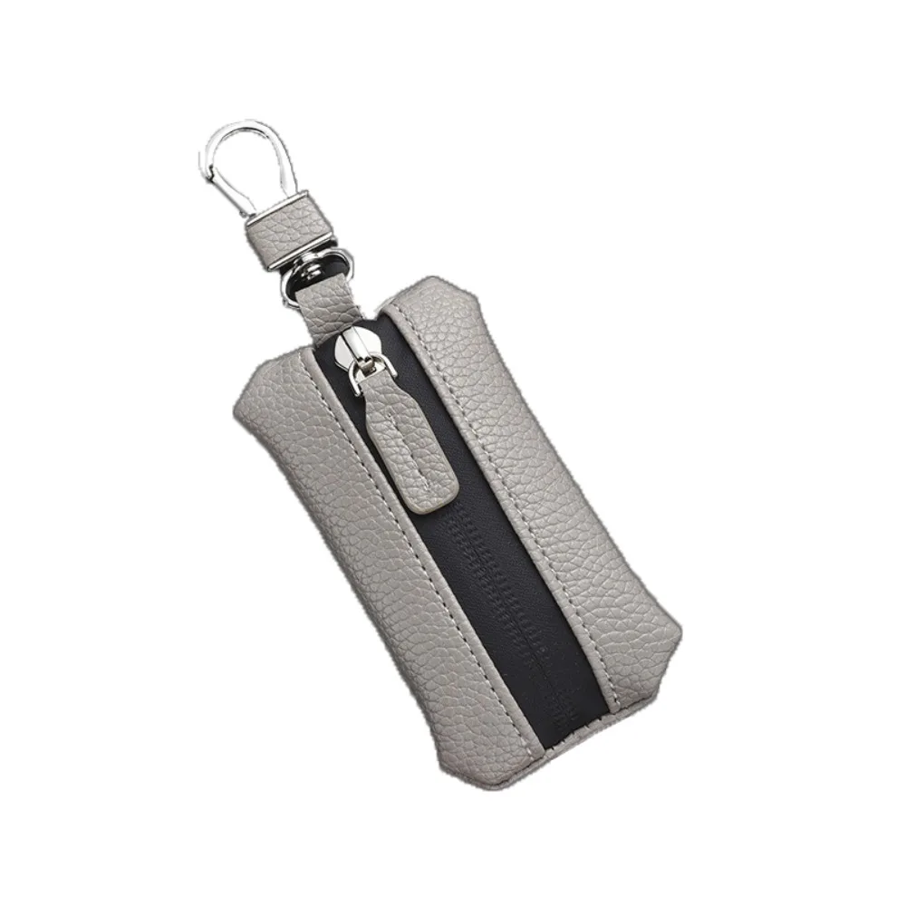 

Luxury Car Key Bag Zipper Closure Multifunctional Leather Key Case Protection Cover Coin Storage Mini Storage Bag Daily Use