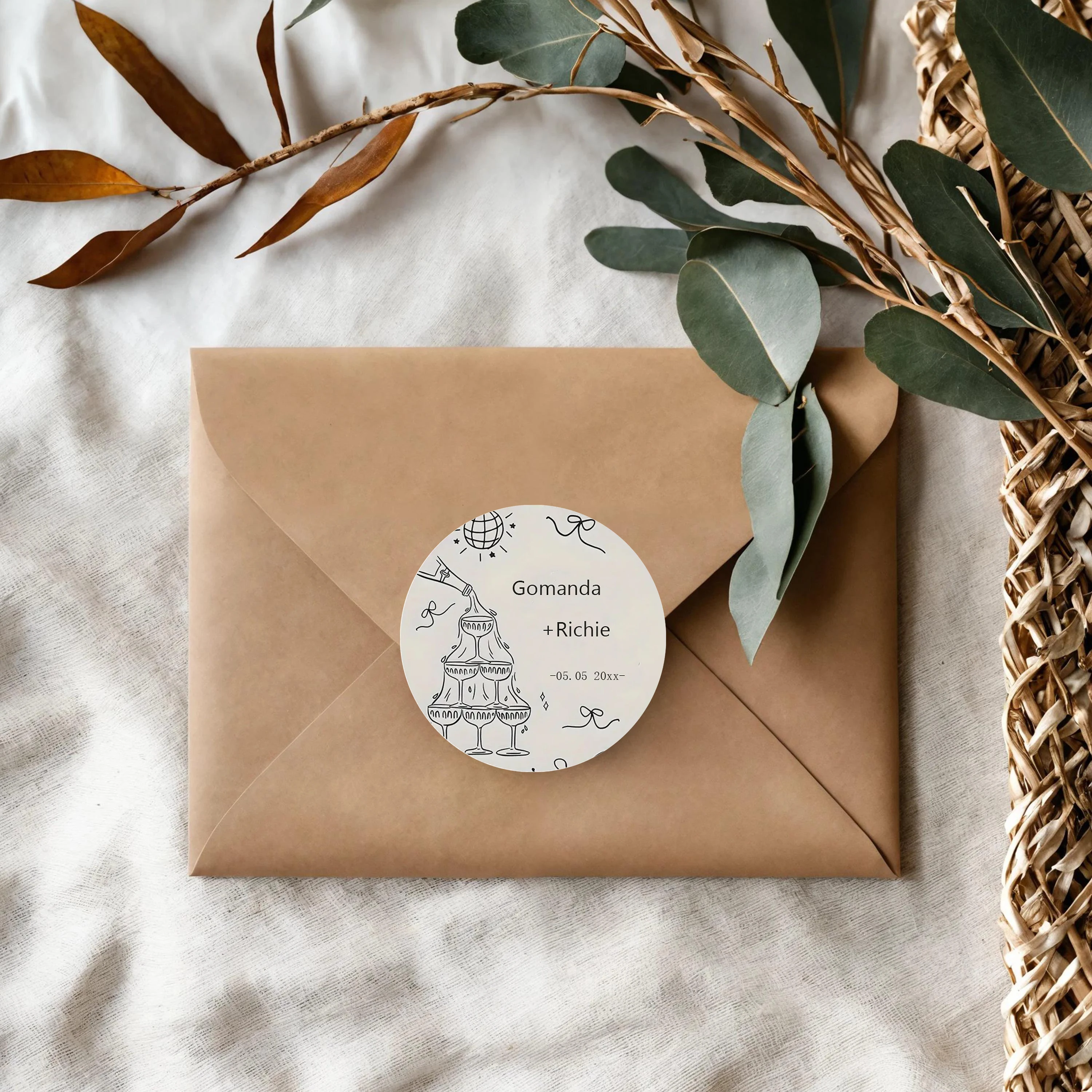 

90pcs customized personalized name and birthday number stickers, suitable for wedding, baptism, party, and gift wrapping