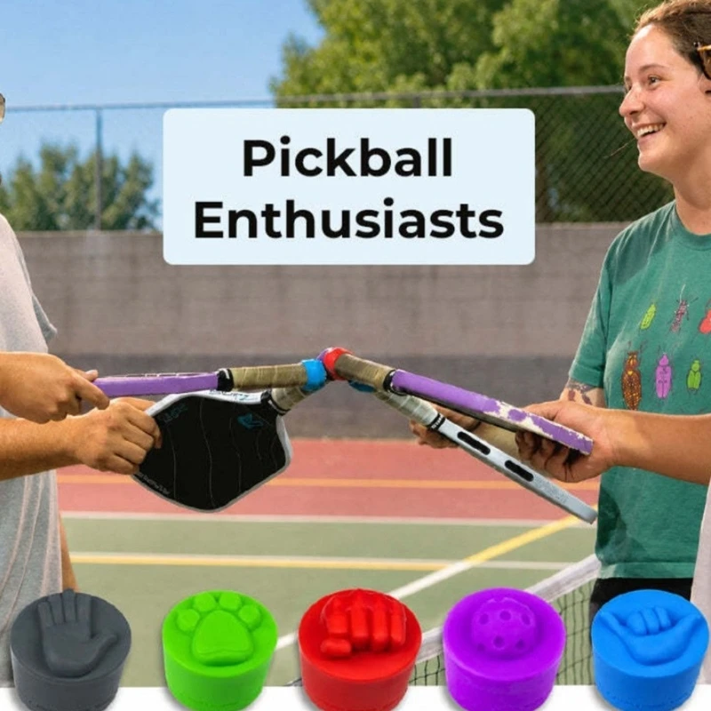 Q39E Decorative Paddles End Plugs for Pickleballs Gear, Soft Silicone Handle Caps for Grip Texture, Courts Bag Storage and Sport