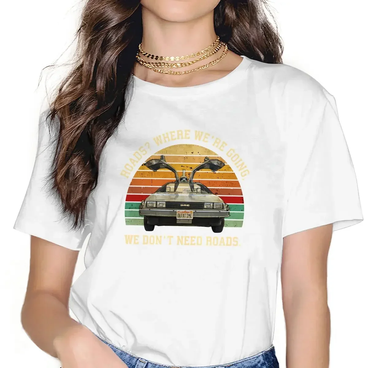 Movie Back To The Future Roads Where We're Going We Don't Need Road T Shirt Grunge Women's Tees Summer Harajuku clothing