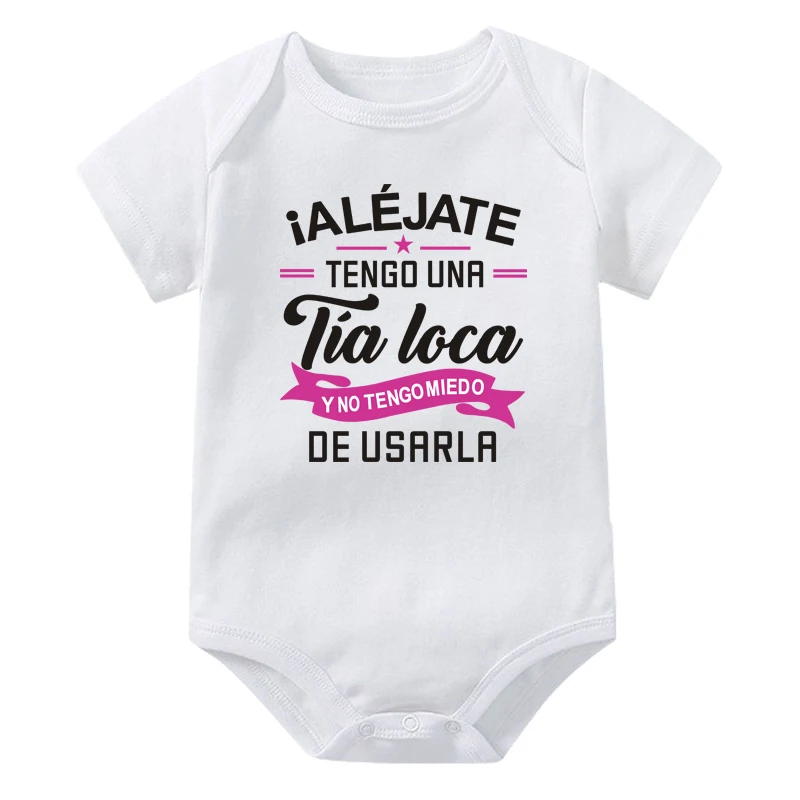 Stay Away I Have A Crazy Aunt I'm Not Afraid To Use Her Baby Romper Funny Infant Bodysuit Newborn Short Sleeve Jumpsuit Outfits