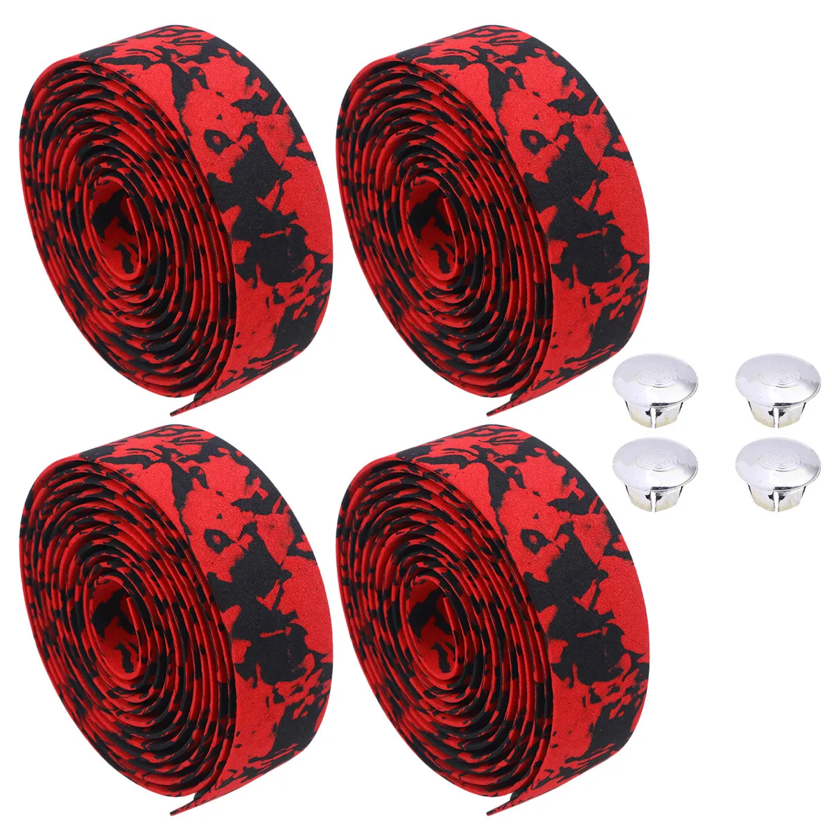 

2 пары обмоток для руля шоссейного велосипеда из полиуретана с камуфляжным дизайном, 200x3 см, красно-черные, для горного велоспорта, для комфортного хвата