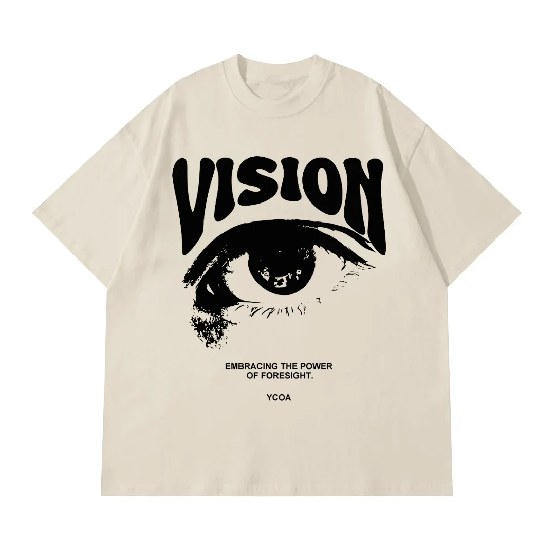 Men's T-Shirt Oversized 100% Cotton Eye Graphic Korean Summer Y2k Tops Tees Streetwear Harajuku Short Sleeve Aesthetic Clothing image 6