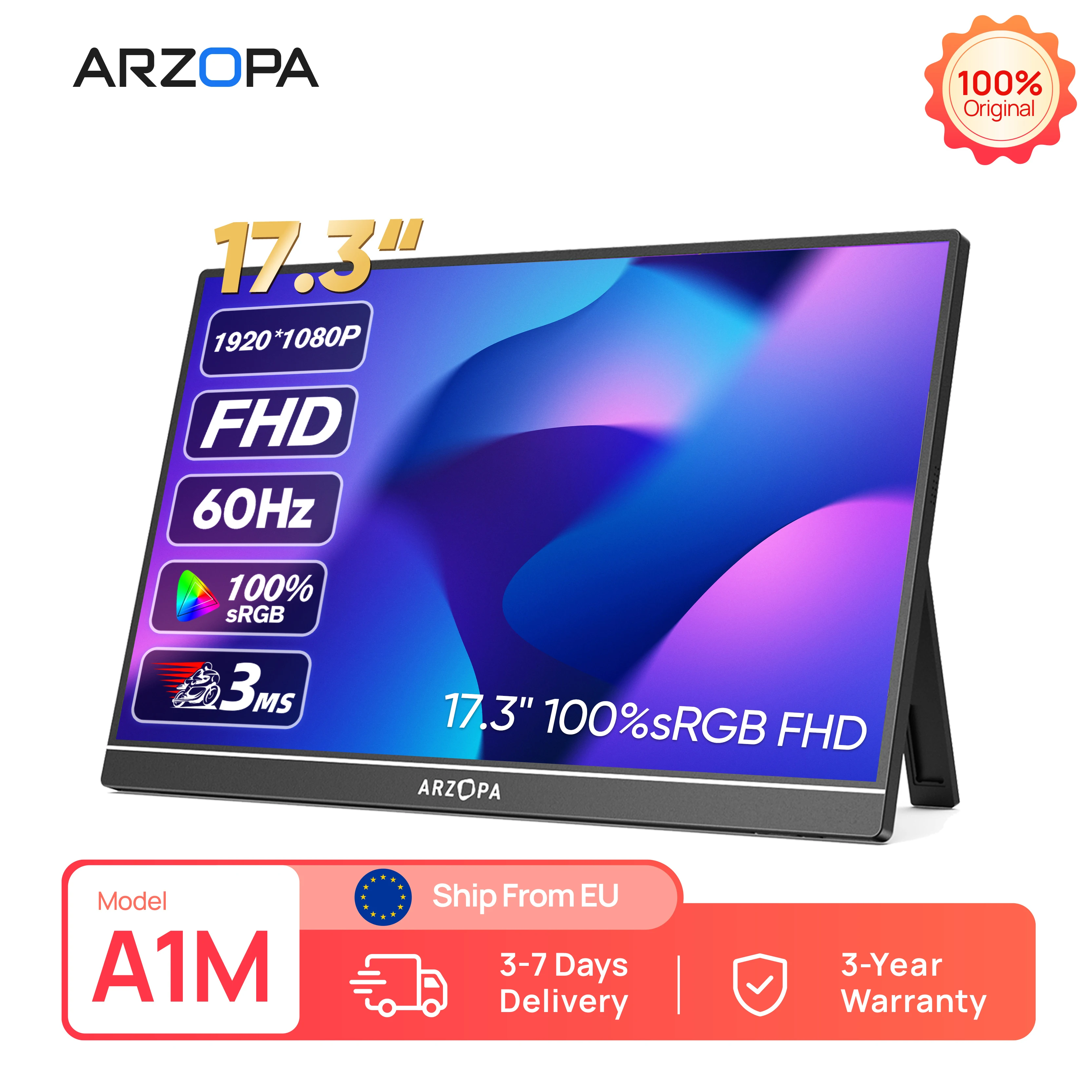 17.3 1080P IPS Portable Gaming Monitor with HDR10