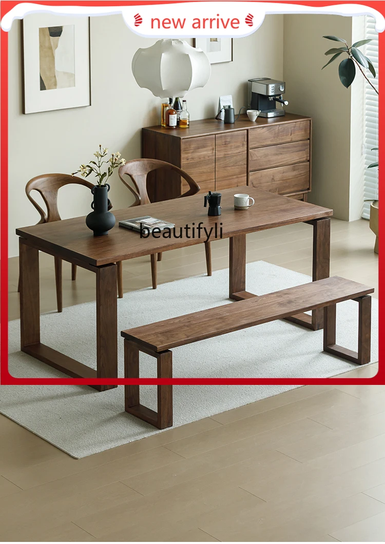 

North America Black Walnut Wood Table Tea Table Log Nordic Dining Table Rectangular Log Furniture G1218