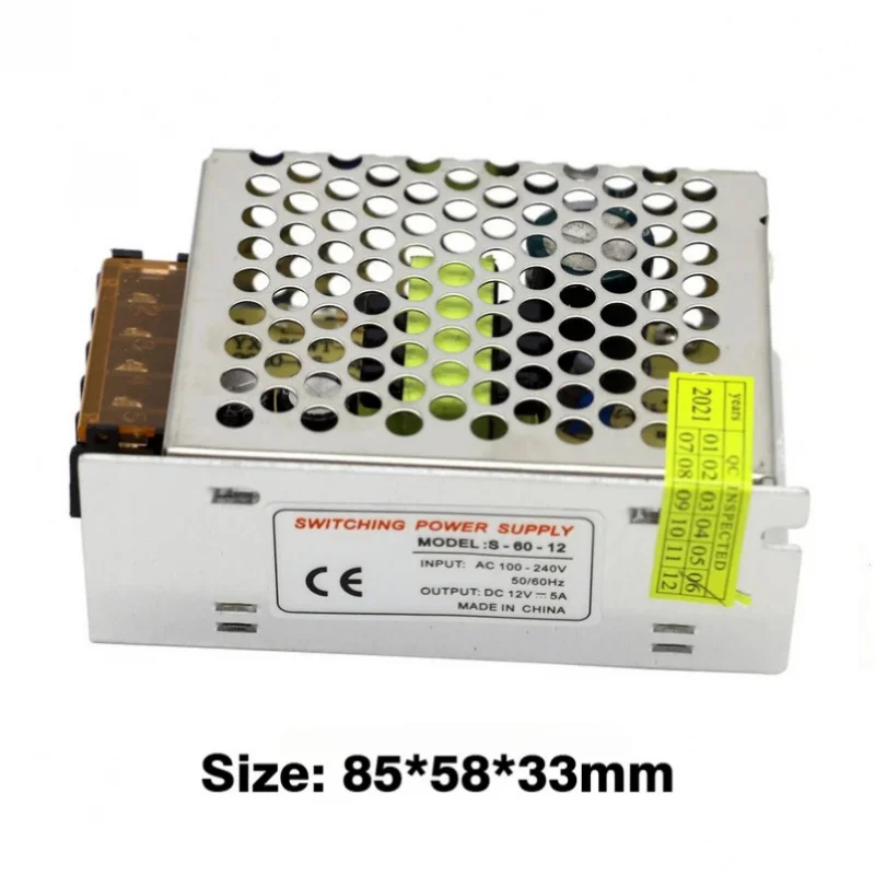 Immagine 3: Alimentatore Convertitore di tensione CA/CC 12V 5A Alimentatore con interruttore regolato universale per CCTV LED