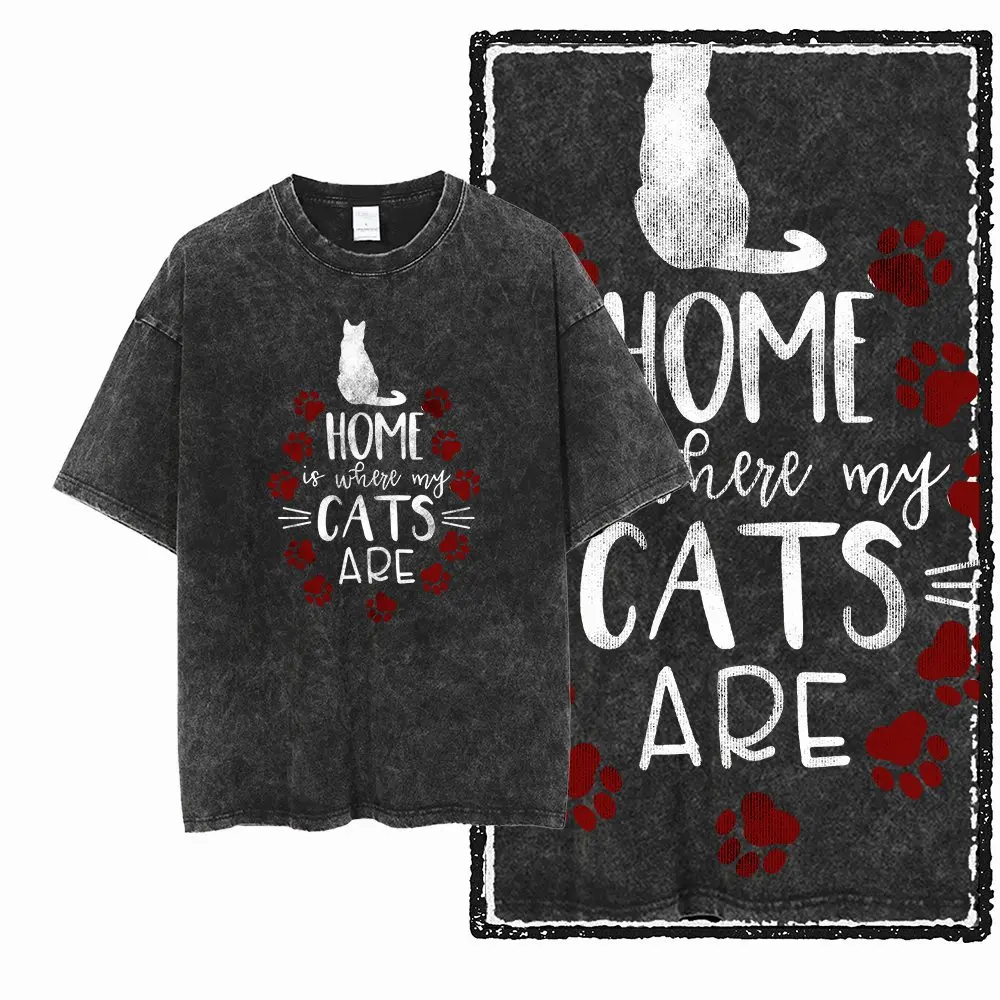 쿨한 O넥 100% 면 남녀 공용 고양이 프린트 티셔츠 _ 피클드 스트리트 탑 사이즈 남녀 공용 티셔츠 여성 의류