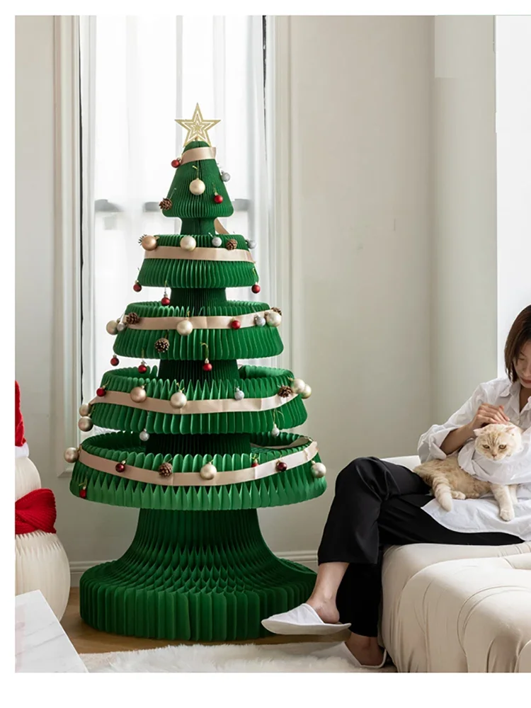 

Украшение для рождественской елки, орнамент 2024, креативный домашний рождественский свет, елка, складной настольный макет, реквизит