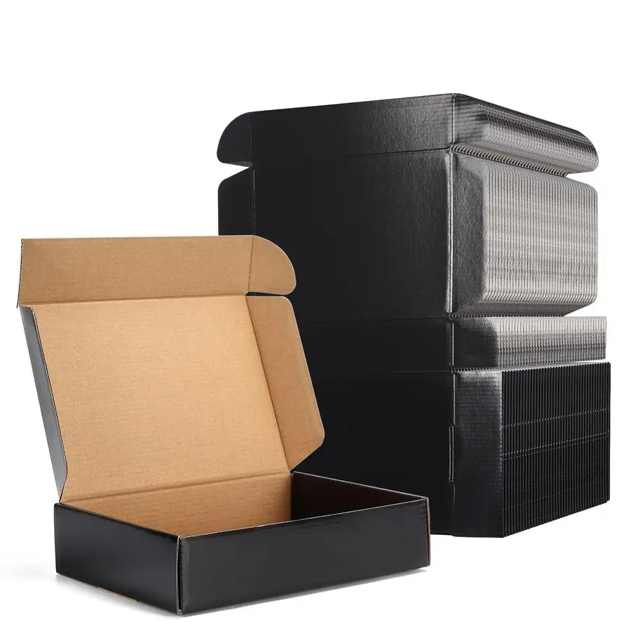 

40 Pack 9x6x2 Shipping Boxes, Black Corrugated Cardboard Boxes for Packaging Small Business, Moving, Shipping, Mailing, and Stor