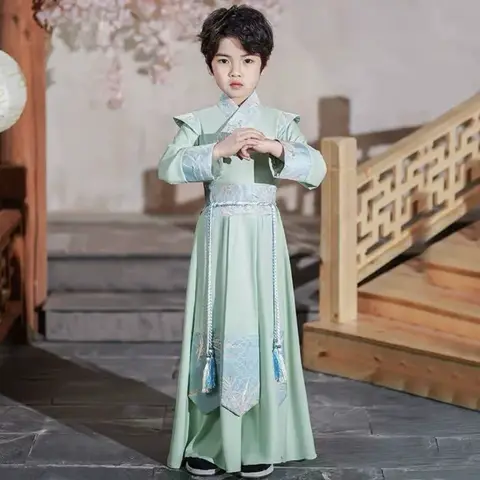 Fashion Baby Boy Hanfu Modern Dress Long Sleeve Chinese Costume Children Boys Outfit Cosplay Ancient Stage Kids Clothes Vestidos