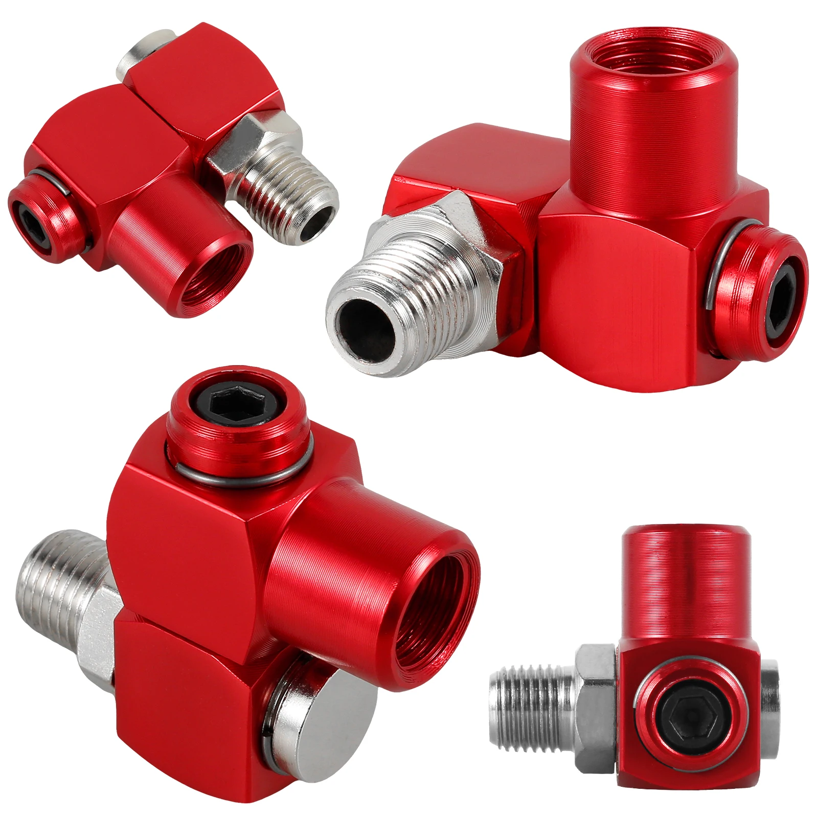 4Pcs Air Hose Connector 360° Rotatable Air Hose Fitting Aluminum 1/4inch NPT Swivel Air Fitting Pneumatic Tool Connector 150PSI