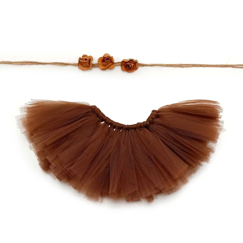 

2Pcs Newborn Photography Props Outfit Baby Tulle Skirts Headband Pettiskirt Drop shipping