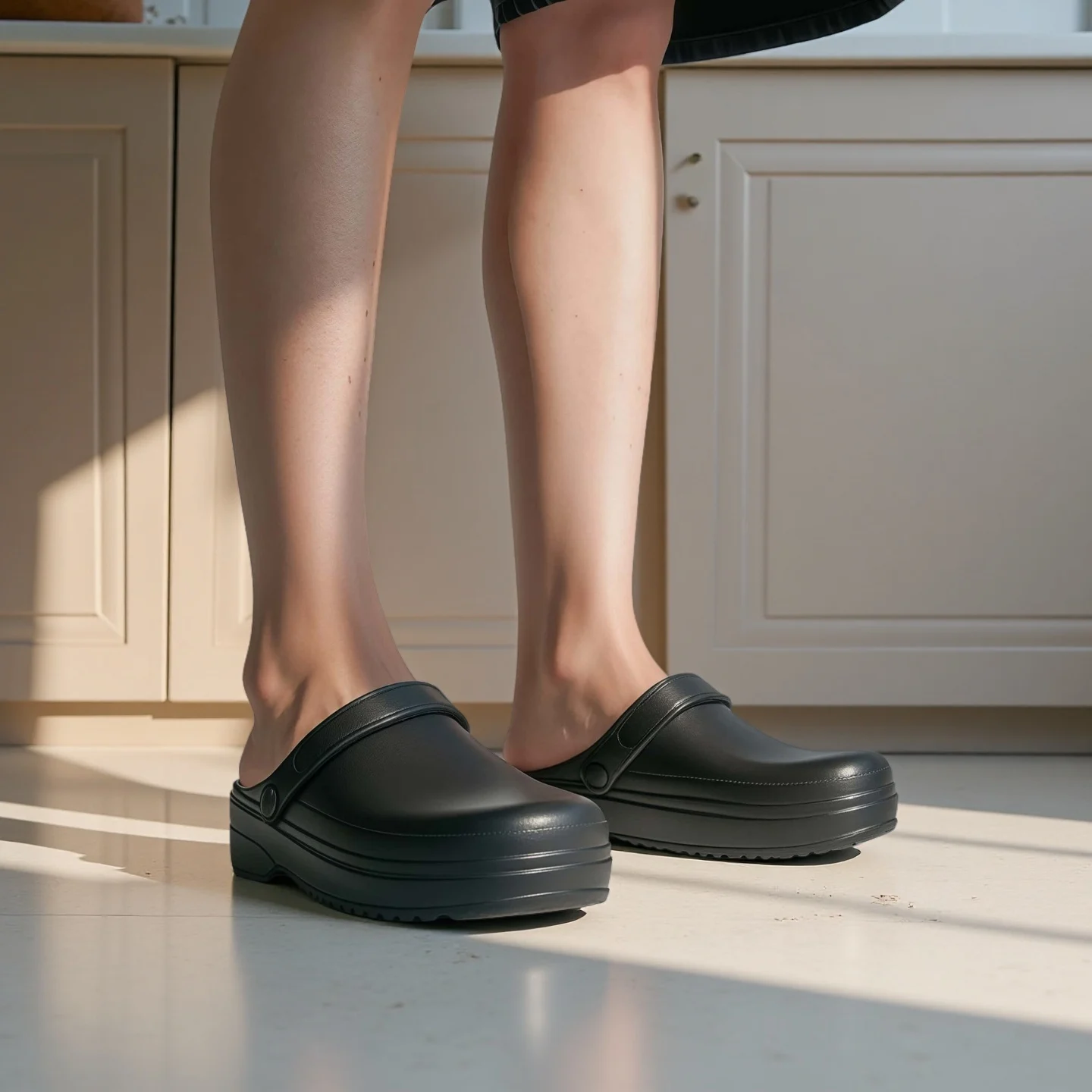 Herrensandalen mit eingebauten Einlegesohlen, bequeme, leichte, wasserdichte Kochschuhe, Damen-Krankenschwester-Schuhe, Gartenpantoffeln – Detail 8