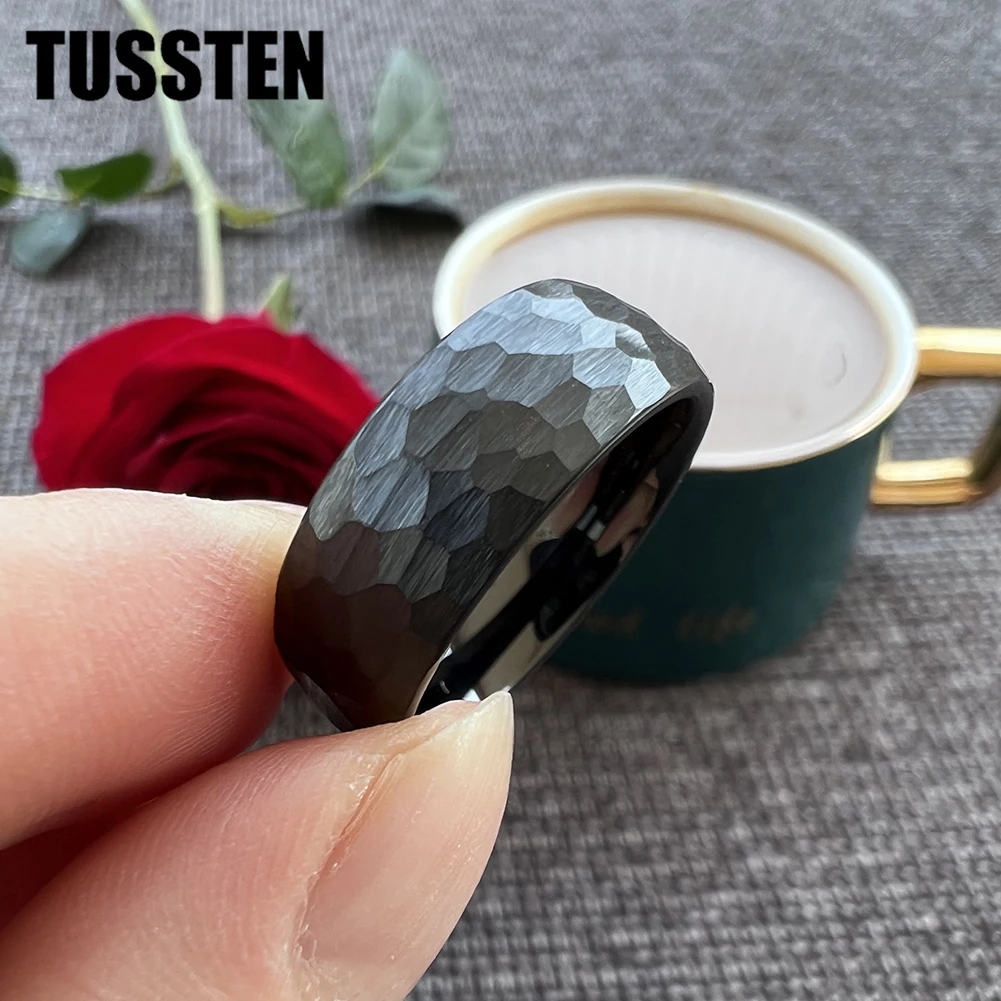 Dropshipping TUSSTEN 4MM/6MM/8MM Men Women Hammer Ring Domed Tungsten Wedding Band Fashion Jewelry Great Workmanship Comfort Fit