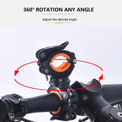 Imagen 2 del producto Soporte de luz para bicicleta, soporte para lámpara de bicicleta, linterna LED, soporte para bomba de faro, montaje de liberación rápida, giratorio de 360 grados