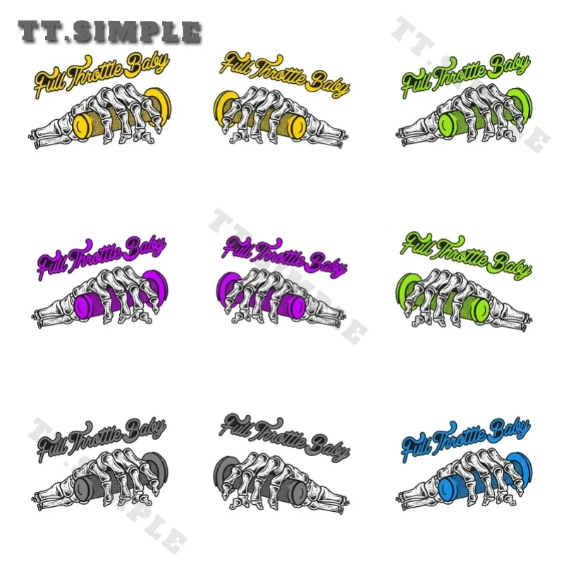 TT Skeleton Full Throttle Baby Car Stickers Vinyl Cartoon Decals Sunscreen Waterproof Car Accessories Caravan Decoration