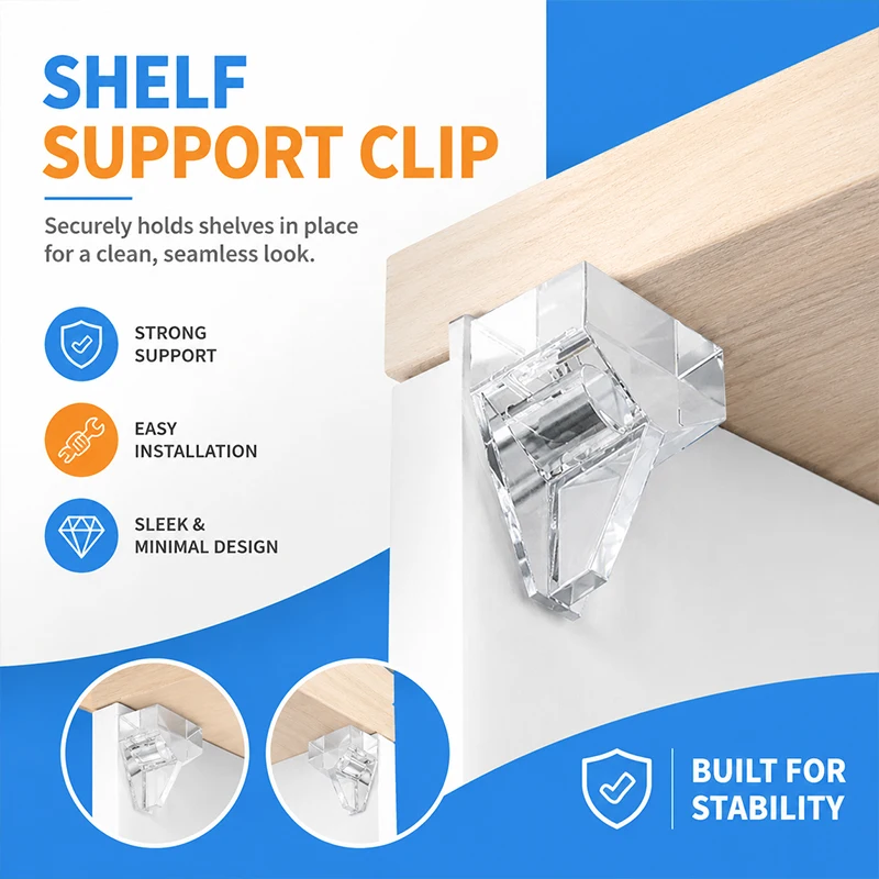 

Removable Shelf Support Pegs Right Angle Adjustable Bracket Holder for Cabinet Wardrobe Wood Glass Board Shelf Fixing Hardware