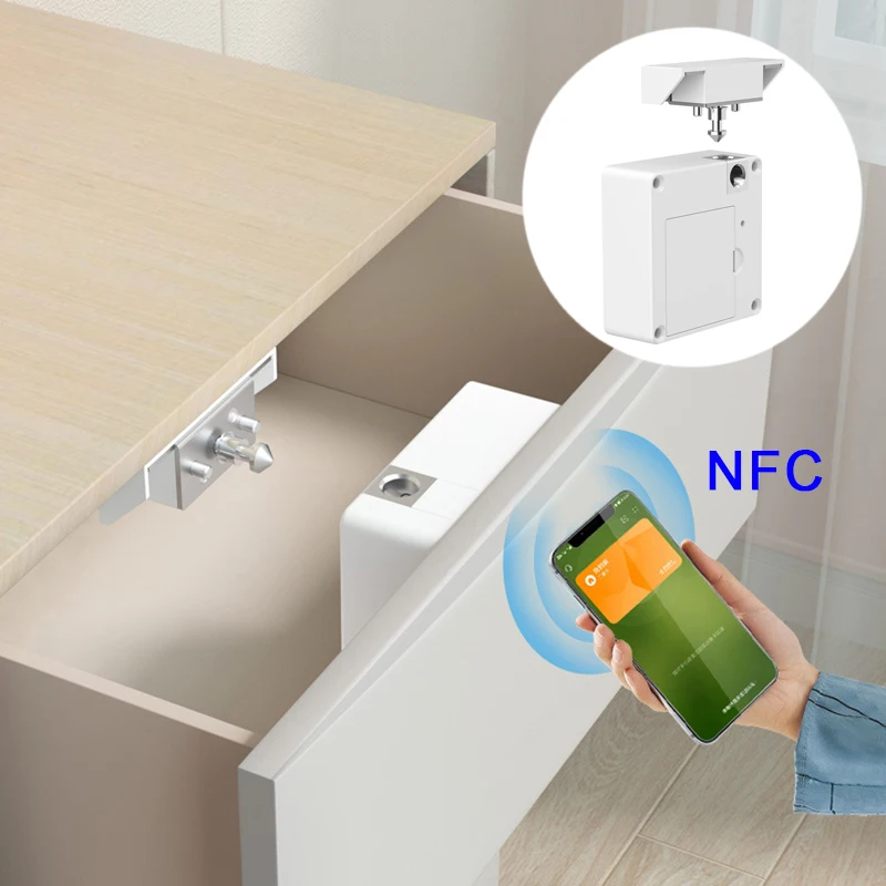 

13.56MHz IC RFID Card NFC Sensing Electric Cabinet Drawer Lock Invisible Hidden Installation