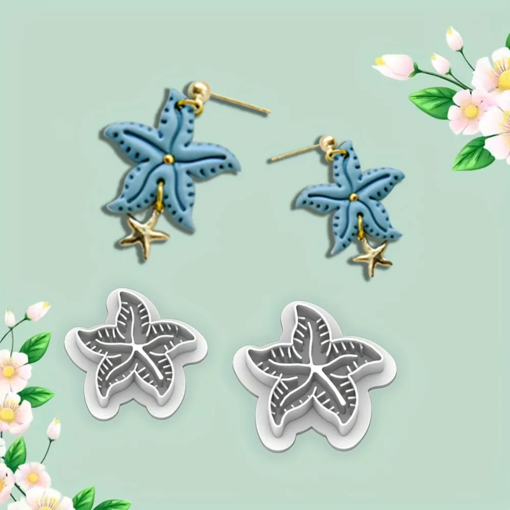 2Pcs  Spring Summer Themed Starfish Clay Cutters  Bohemian Style Polymer Clay Molds for DIY Earrings Summer Jewelry Making