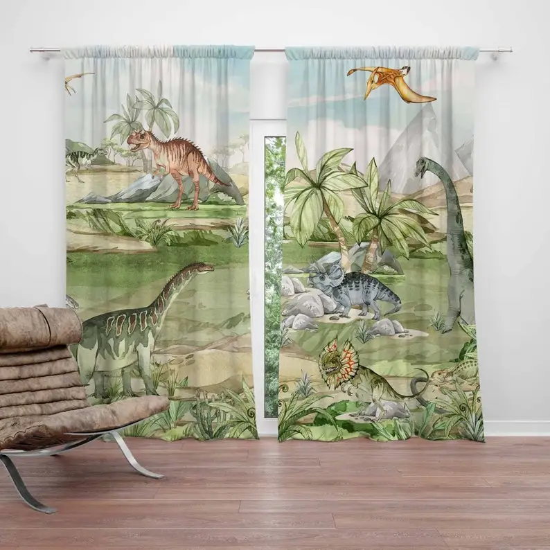 Dinosaur Curtains Dino Animal Kids Bedroom Curtains Black Out Nursery Decor Baby Room Bedroom Living Room Curtains