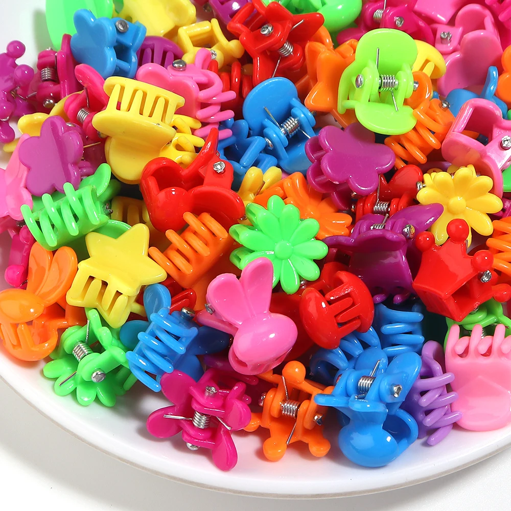 100Pcs Girls Cartoon Hair Clips Cute Small Claw Clips Flower Star Design Children's Fashion Hair Accessories Sweet Mini Hairpin - view 4