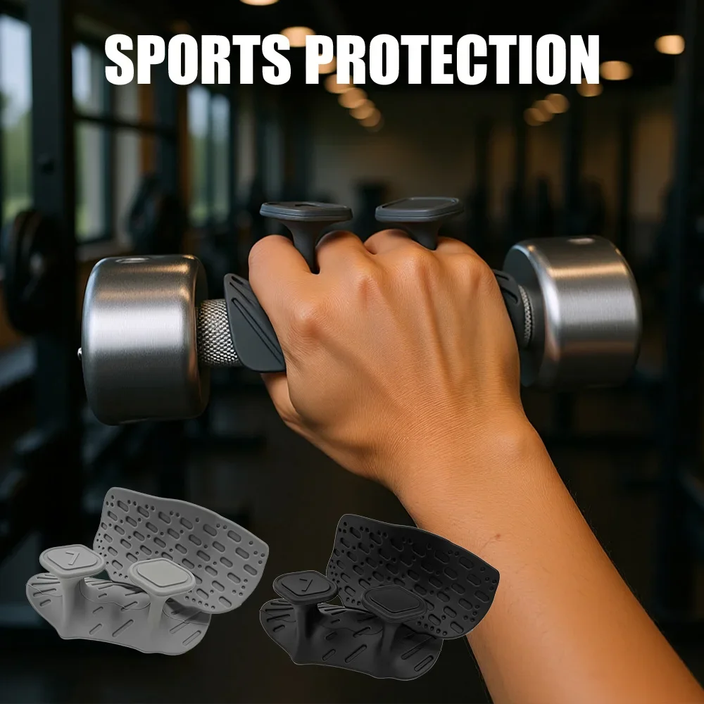 Doppelseitige Rutschfeste Fitness-Griffe Gewichtheber-Silikon-Fingerlose Handschuhe für Klimmzüge Handflächenschutz für Männer und Frauen – Detail 11