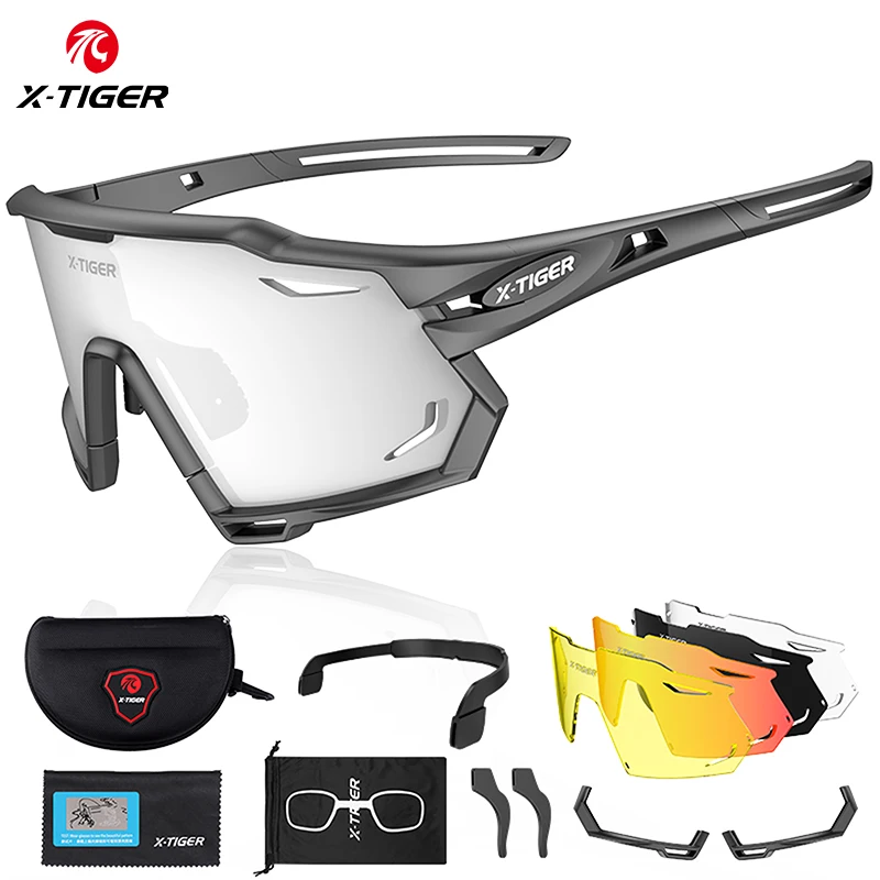Lunettes de soleil polarisées photochromiques pour hommes, cyclisme, vtt, course, X-TIGER