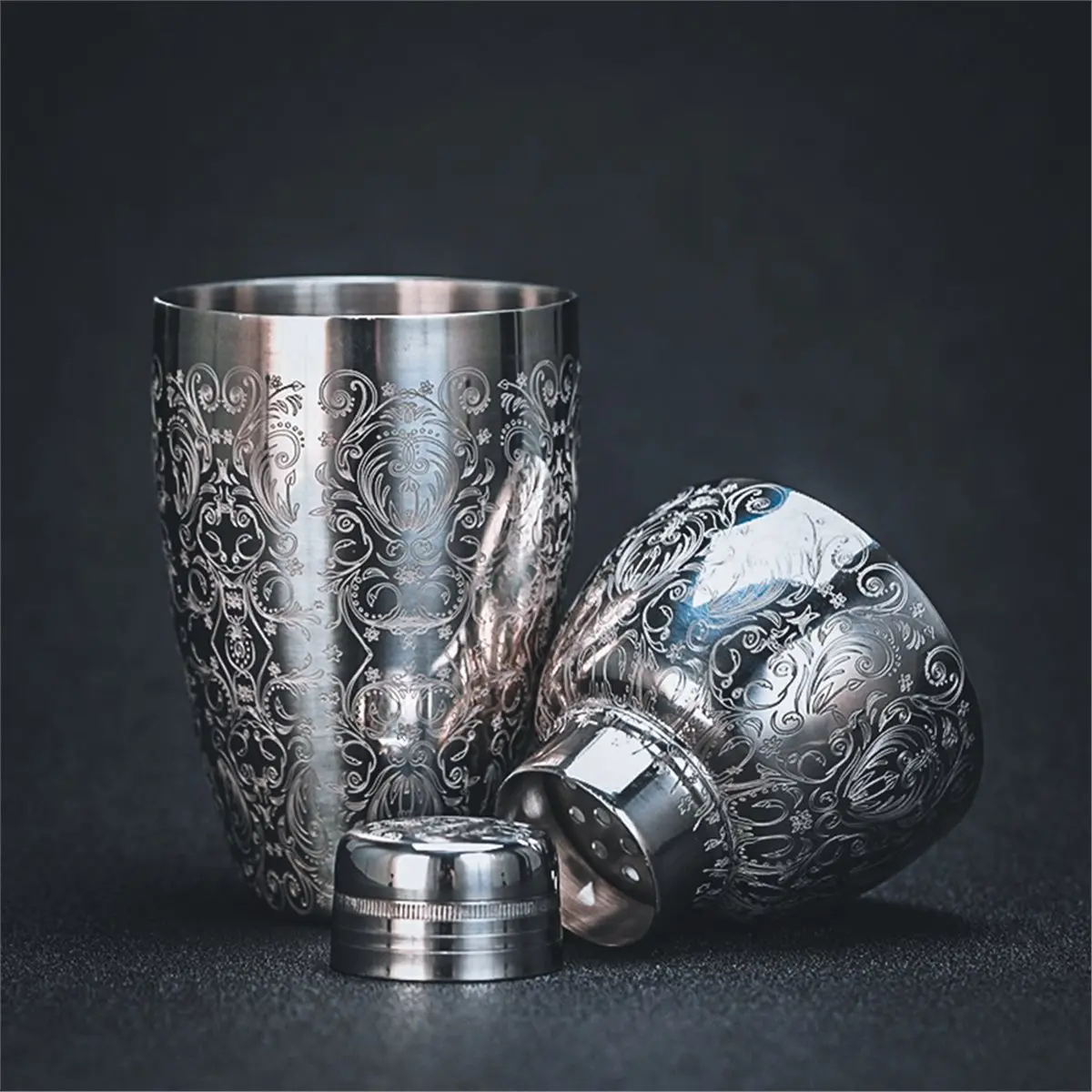 Best sales 2026 500ml Carving Carving Vintage Bar Shaker Stainless Steel Cocktail Boston Bar Tools