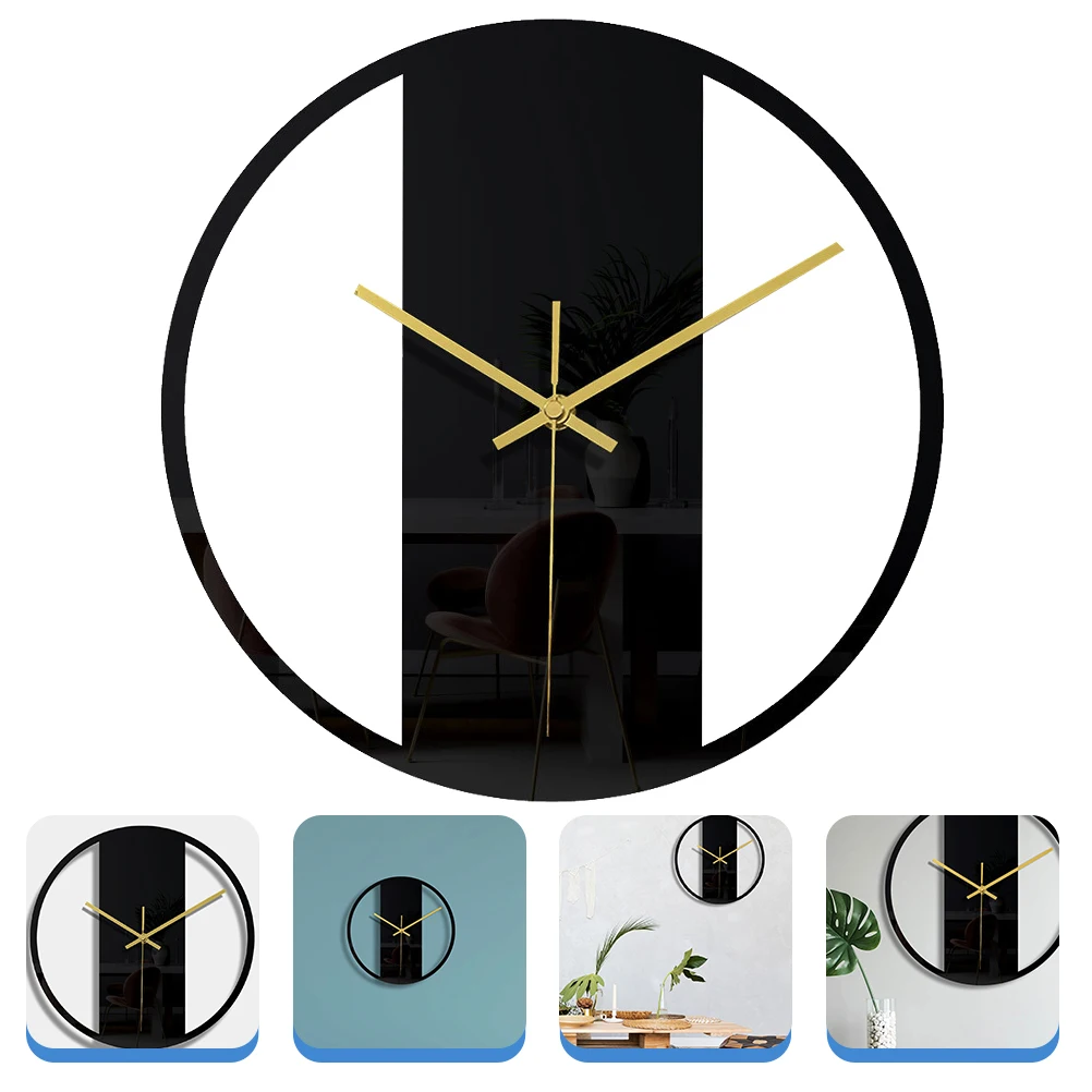 

Fashion Wall Clock Adornment Premium Acrylic Material Smooth Surface Round Black Decorative Clock for Home Wall Mounting Easy