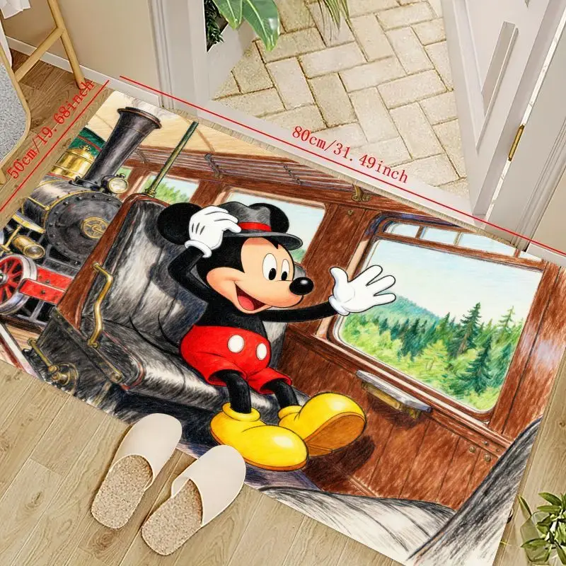 

1 шт., напольный коврик Disney с Микки Маусом и мультяшным поездом, мягкий нескользящий декоративный коврик, детский игровой ковер, домашний деко